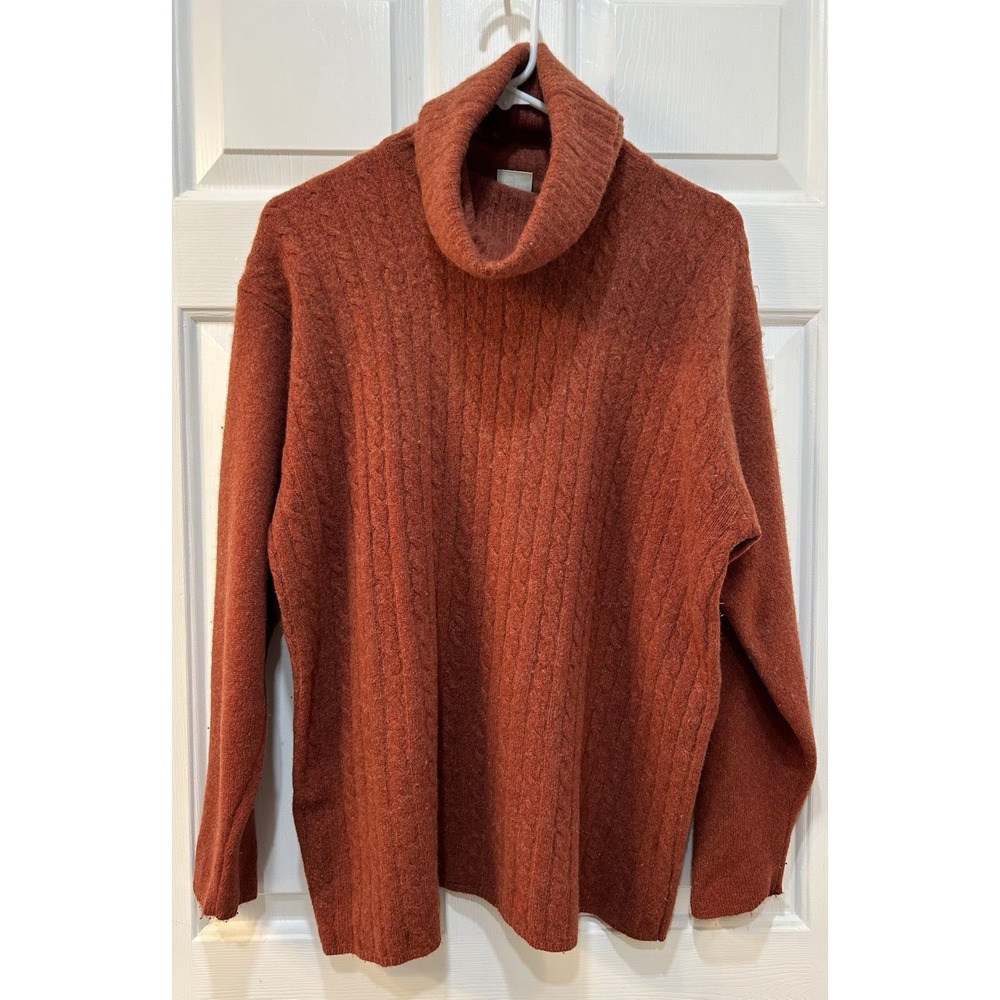 VTG CandA Fine Cableknit Lambswool Sweater Size L Burnt Orange Festive Fall